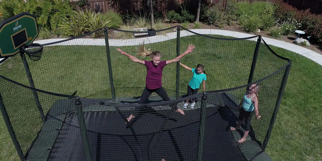 Trampoline safety tips - Teenagers and Tweens jumping on a trampoline