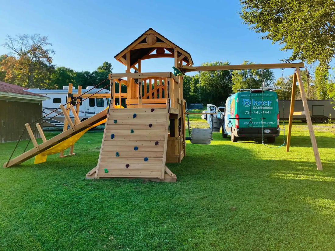 Where can I buy an outdoor playset for my backyard? Bear Playgrounds Installation
