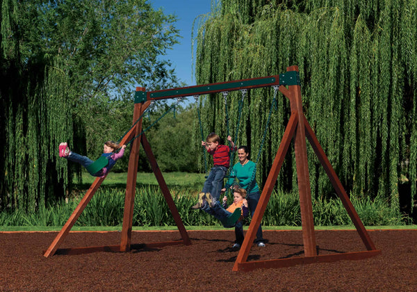 Classic Freestanding Swing Set w/2 Belt Swings & Trapeze