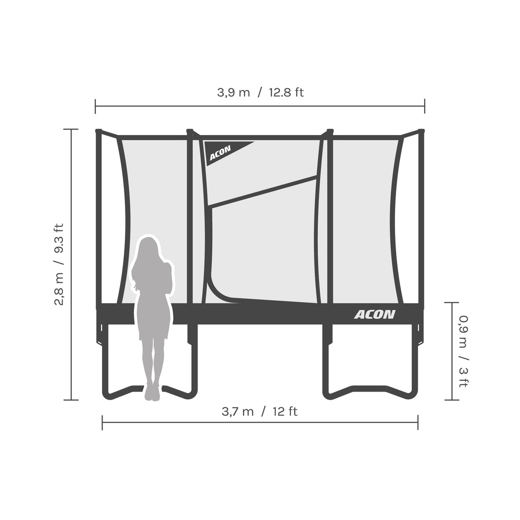 ACON Air Gen 2.0 12ft Round Trampoline with Net & Ladder - bearplaygrounds