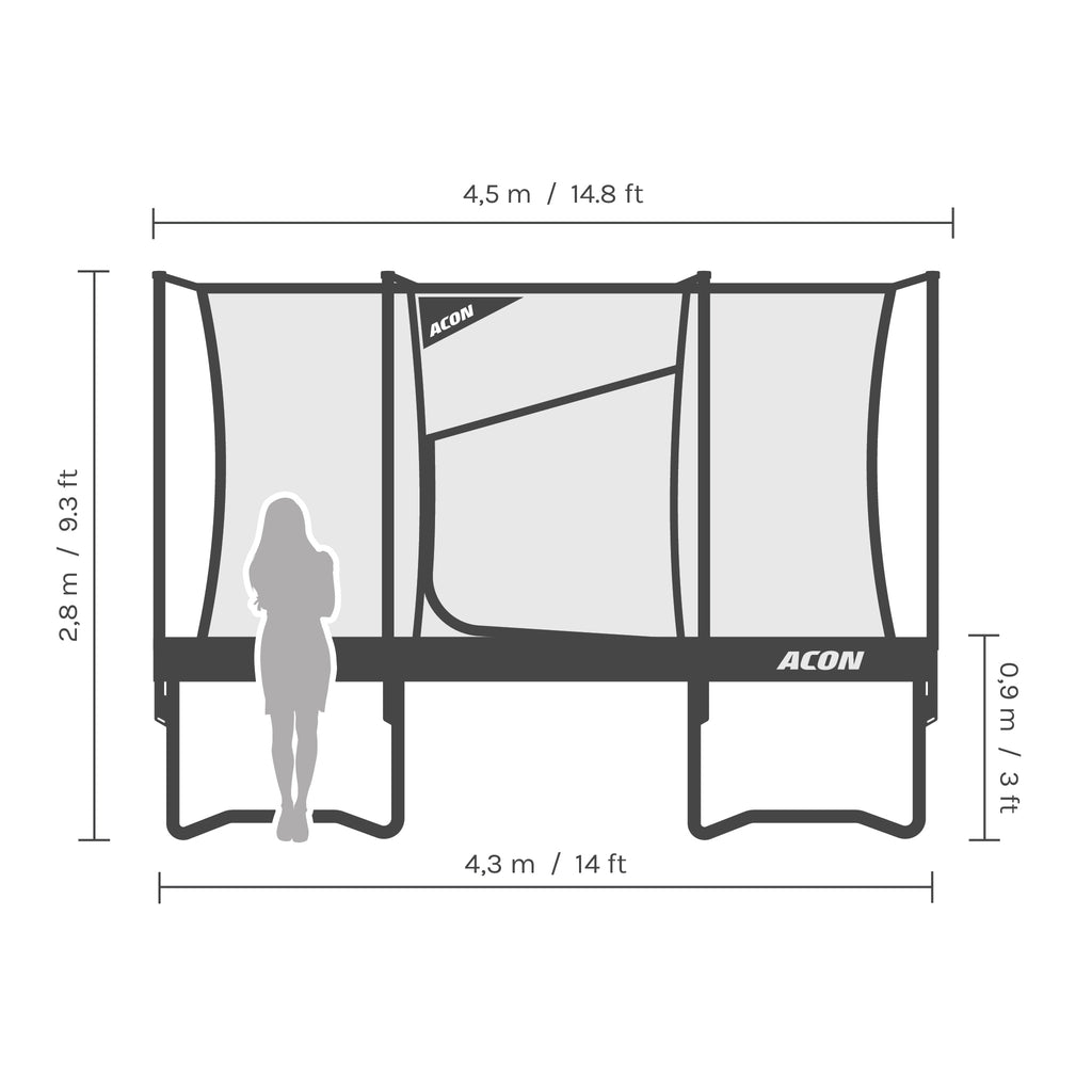 ACON Air Gen 2.0 14ft Round Trampoline with Net & Ladder - bearplaygrounds