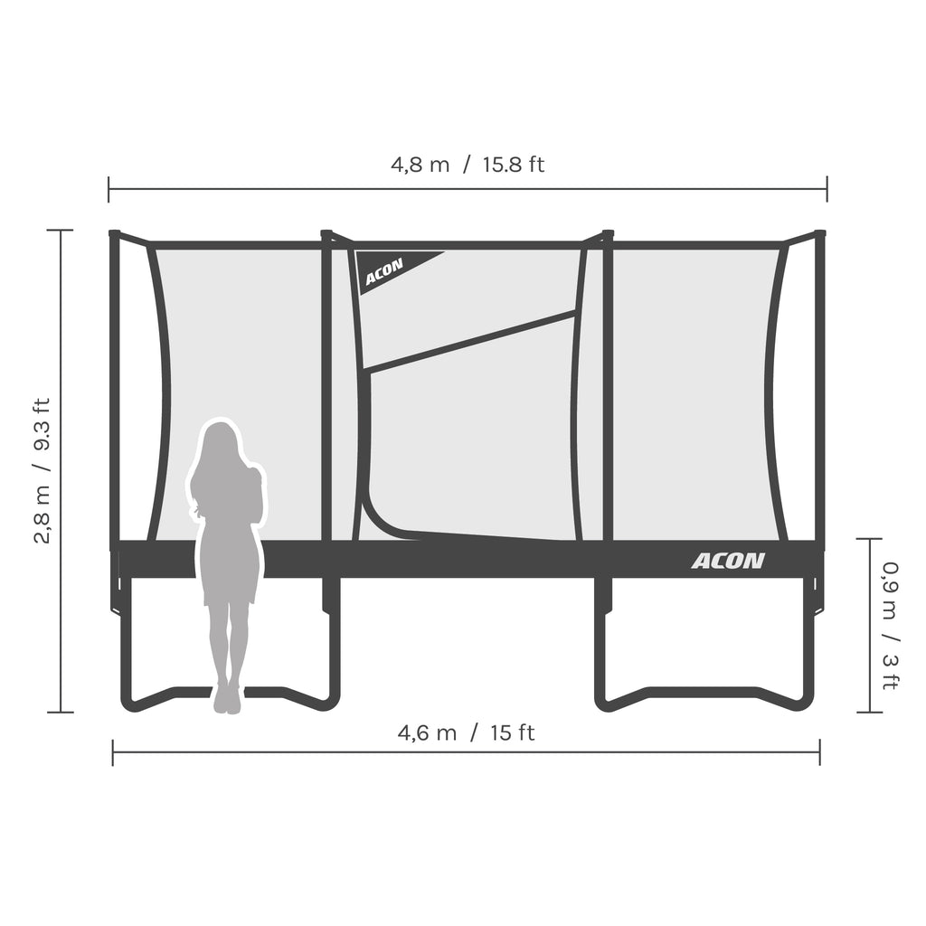ACON Air Gen 2.0 15ft Round Trampoline with Net & Ladder - bearplaygrounds