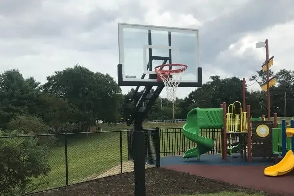 adjustable basketball goal for outdoor municipal use