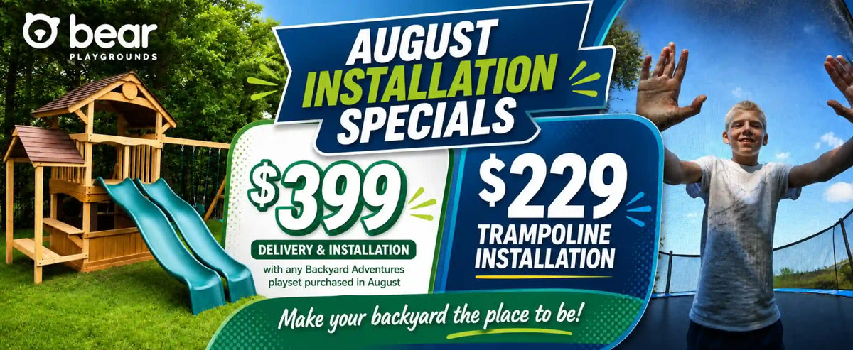 August Playset and Trampoline Installation Specials