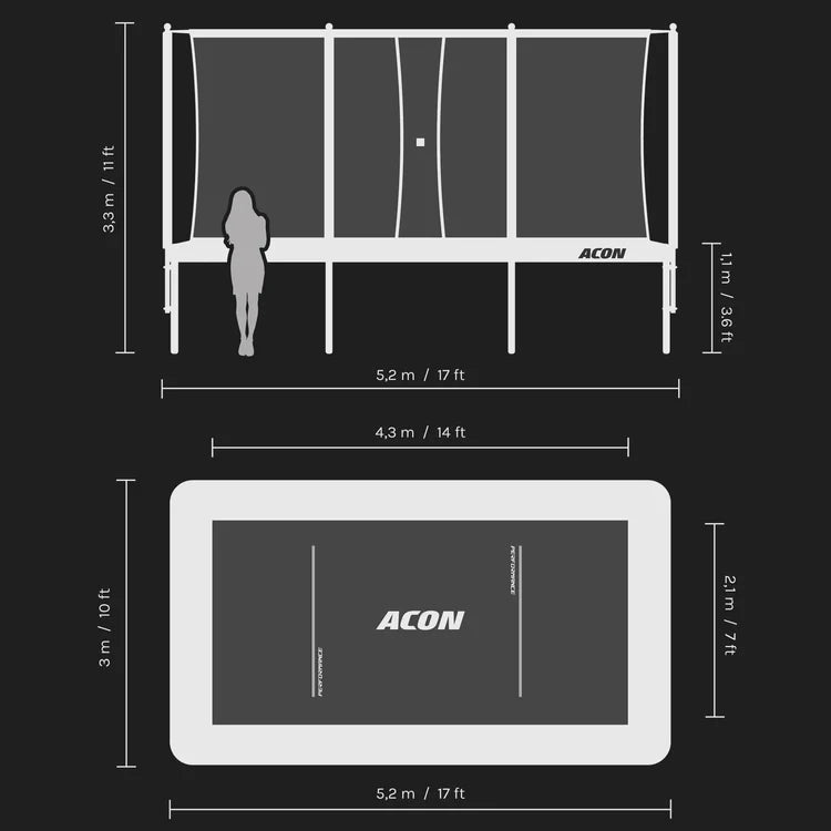 ACON 16 HD Rectangular Trampoline with Net & Ladder - bearplaygrounds