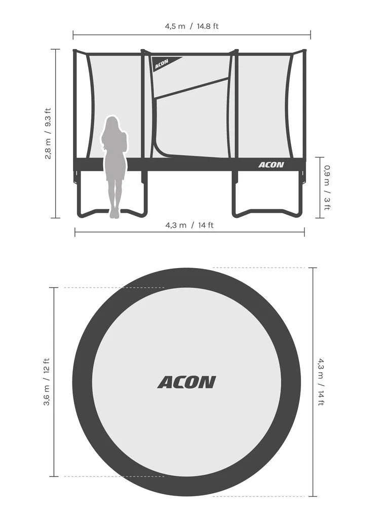 ACON Air Gen 2.0 14ft Round Trampoline - bearplaygrounds