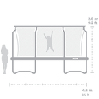 ACON Air 15ft Round Trampoline dimensions with premium enclosure
