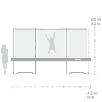 ACON Air 15ft Round Trampoline dimensions with standard enclosure