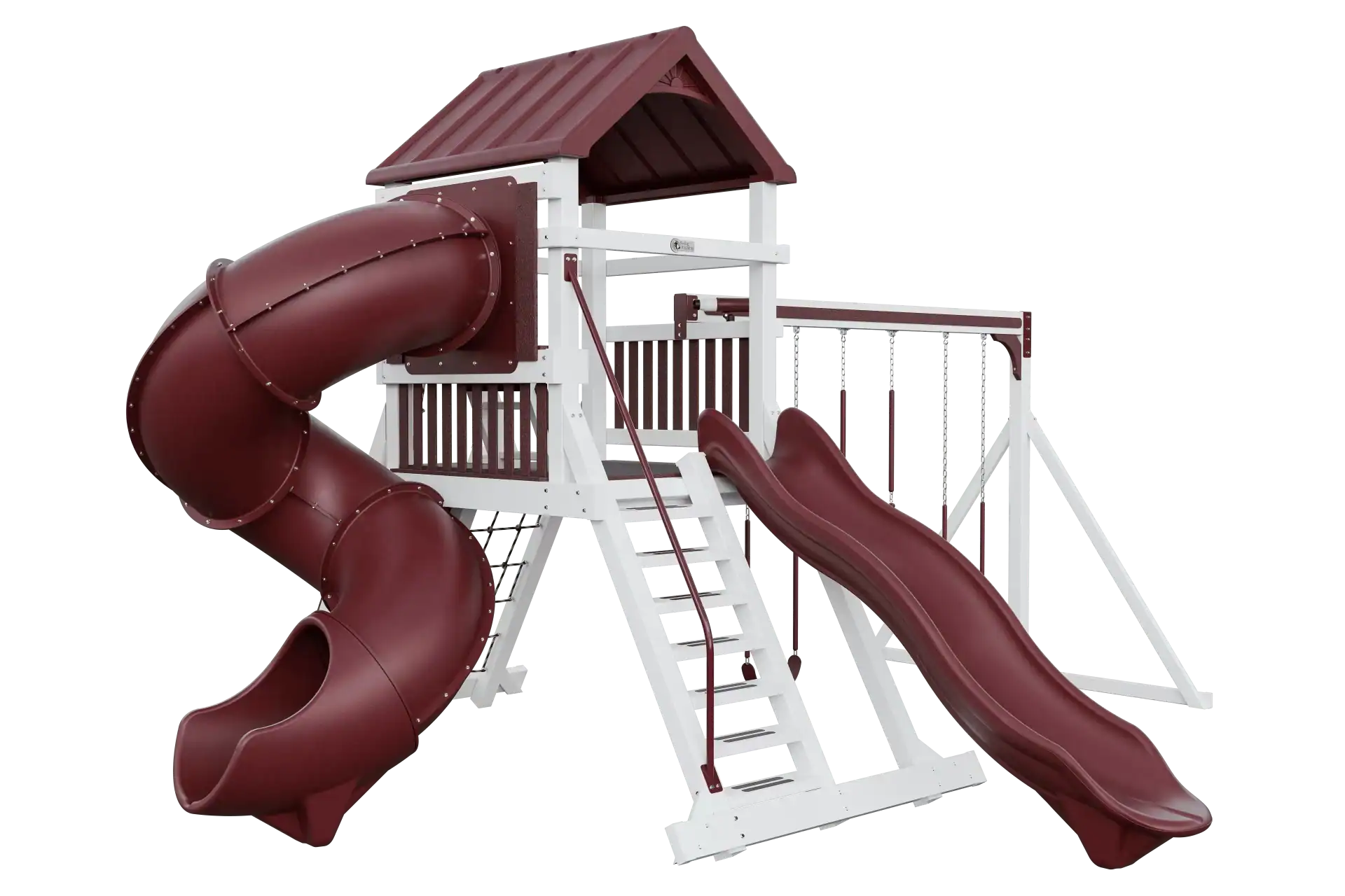 Climber 55 Turbo Deluxe White Red Front Left Maintenance Free Red and white maintenance-free playset